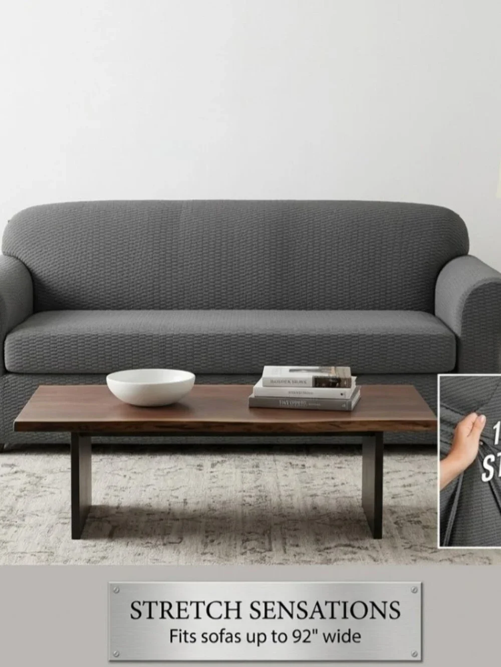 NEW! The Bar Gray Stretch Sofa Cover - Textured Slipcover NWT